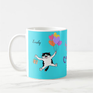 Taza De Café Brillante Regalo de Gato Gato Azul Amante Personal