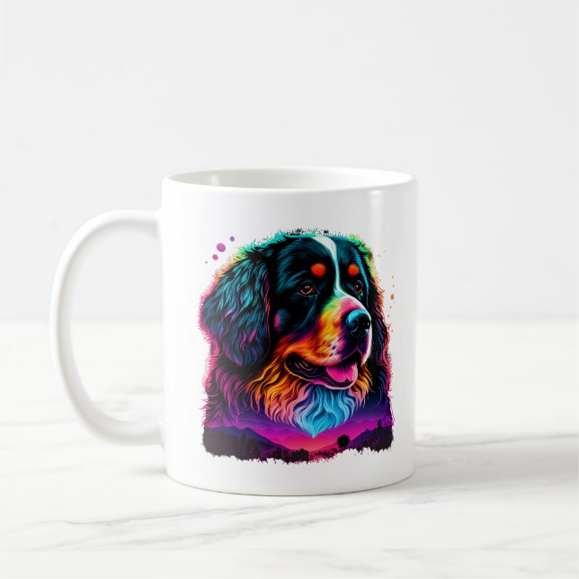 Taza De Café Brillante y bello perro de montaña de Berna (Izquierda)
