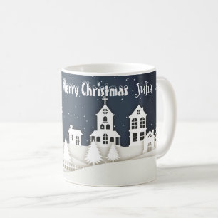 Taza De Café Brillantes Nieve mágica Moda Azul