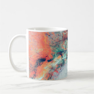 Taza De Café Brillantes salpicaduras artísticas. Pintura abstra