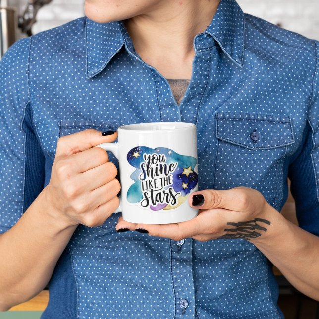 Taza De Café Brillas Como La Mug De Las Estrellas (Empower someone special with this, "You shine like the stars" mug! )