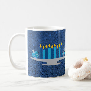 Taza De Café Brillo azul del popurrí de Jánuca falso