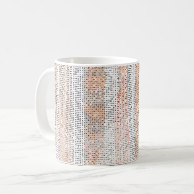 Taza De Café Brillo de rayas blancas de durazno (Anverso izquierdo)