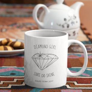 Taza De Café Brillo del chica del diamante personalizado