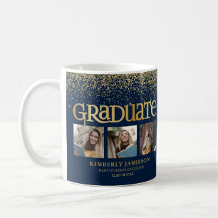 Taza De Café Brillo Dorado 3 Foto Graduación