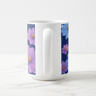 Taza De Café "Brillo floral galáctico" Mug grande