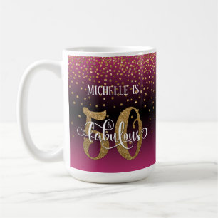 Taza De Café Brillo y guión 50 y fabuloso, Ómbre rosa caliente