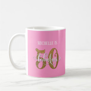 Taza De Café Brillo y guión 50 y fabuloso sobre rosa