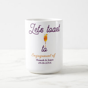 Taza De Café Brindemos por nombre de la fiesta de compromiso fe
