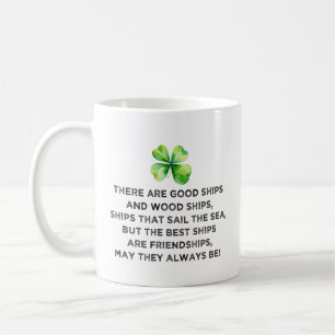Taza De Café Brindis de amistad irlandesa trébol de 4 hojas St