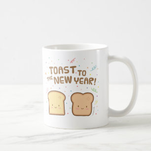 Taza De Café Brindis Lindo para el Año Nuevo Humor con Confeti