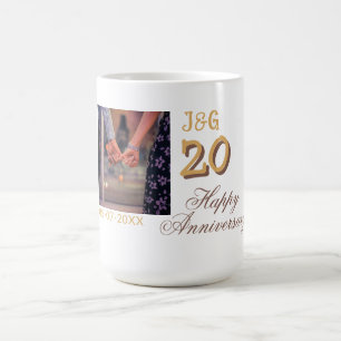 Taza De Café Brindis por 20 años feliz aniversario agregar foto