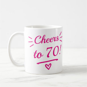 Taza De Café Brindis por 70 Cumpleaños Divertido Rosa Hito