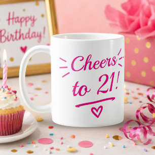 Taza De Café Brindis por los 21 divertidos cumpleaños rosados