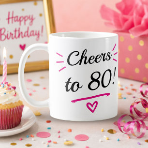 Taza De Café Brindis por los 80 Cumpleaños Divertidos de Rosa