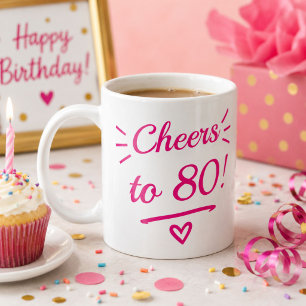 Taza De Café Brindis por los 80 Cumpleaños Divertidos de Rosa