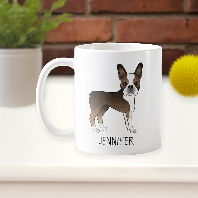 Taza De Café Brindle Boston Terrier Perro De Dibujos Animados L (Subido por el creador)