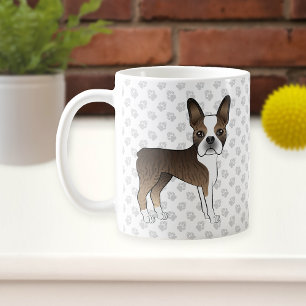 Taza De Café Brindle Boston Terrier Perro De Dibujos Animados L