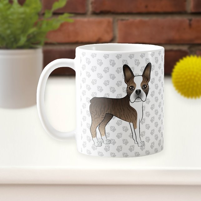 Taza De Café Brindle Boston Terrier Perro De Dibujos Animados L (Subido por el creador)