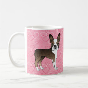 Taza De Café Brindle Boston Terrier Perro Lindo En Corazones Ro
