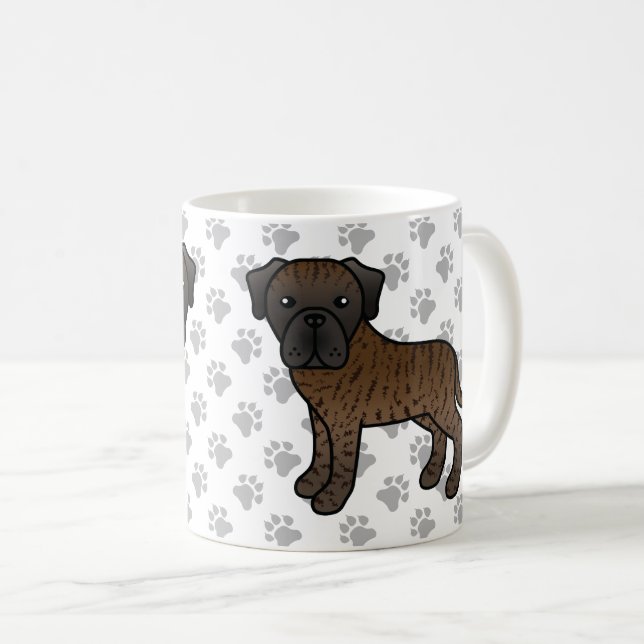 Taza De Café Brindle English Mastiff Cute Cartog Dog (Anverso derecho)