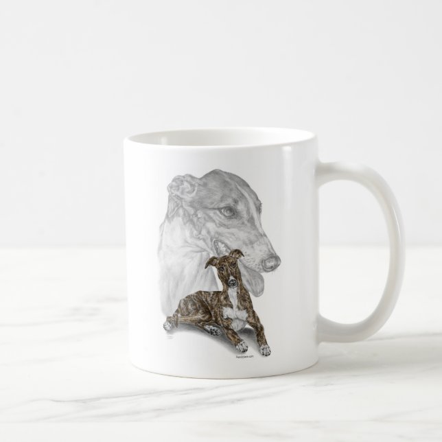 Taza De Café Brindle Greyhound Dog Art (Derecha)