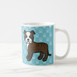 Taza De Café Brindle Y White Staffordshire Bull Terrier