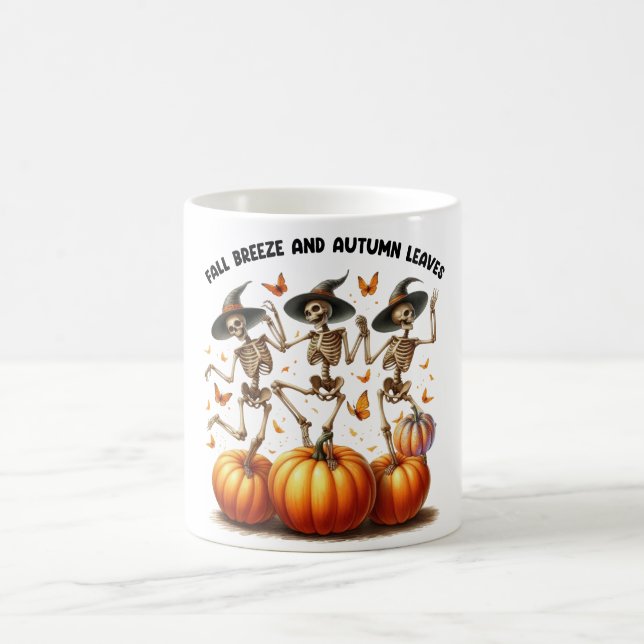 Taza De Café Brisa Caída Y Hojas De Otoño (Centro)