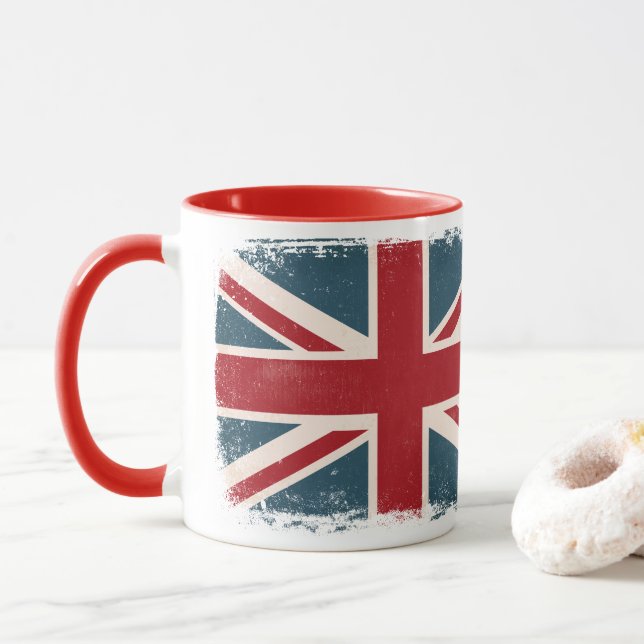 TAZA DE CAFÉ BRITÁNICA APENADA DE LA BANDERA DE (Con donut)