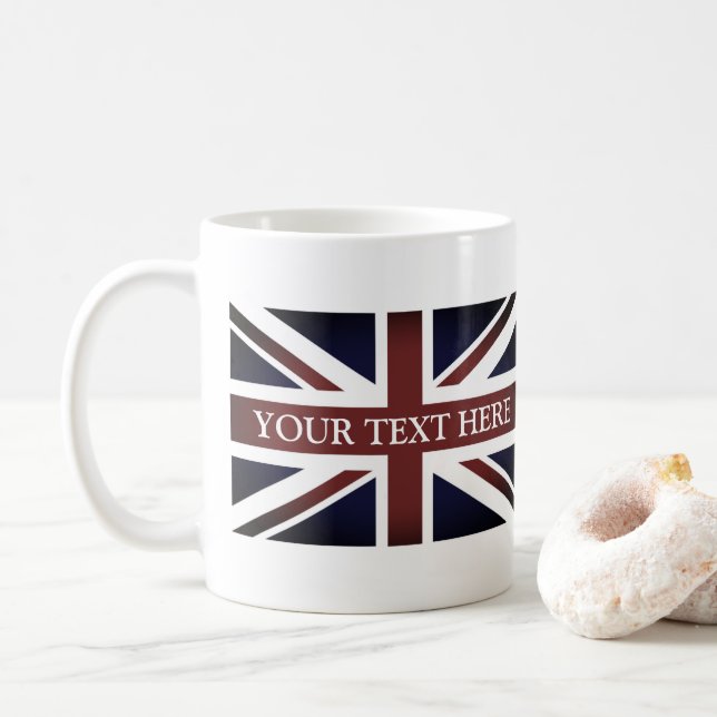 Taza de café británica de la bandera de Union Jack (Con donut)