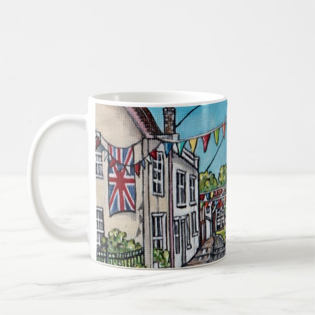 Taza De Café British Bunting Original Acrylic Painting (Izquierda)