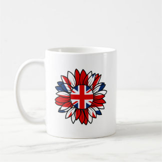 Taza De Café British Flag Sunflower Design