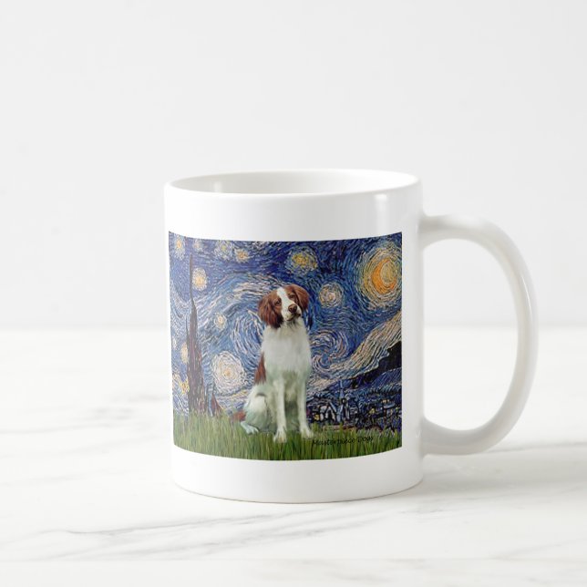 Taza De Café Brittany Spaniel 3 - Noche estrellada (Derecha)