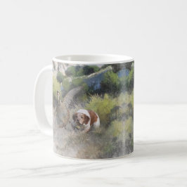 Taza De Café Brittany Spaniel caza chukar pertridge, arte