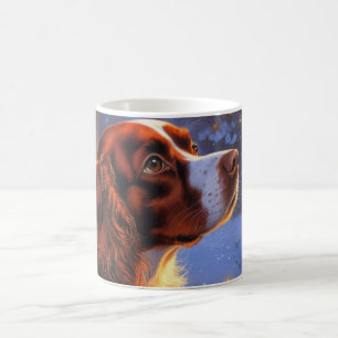 Taza De Café Brittany Spaniel con Luces de Navidad Fiesta