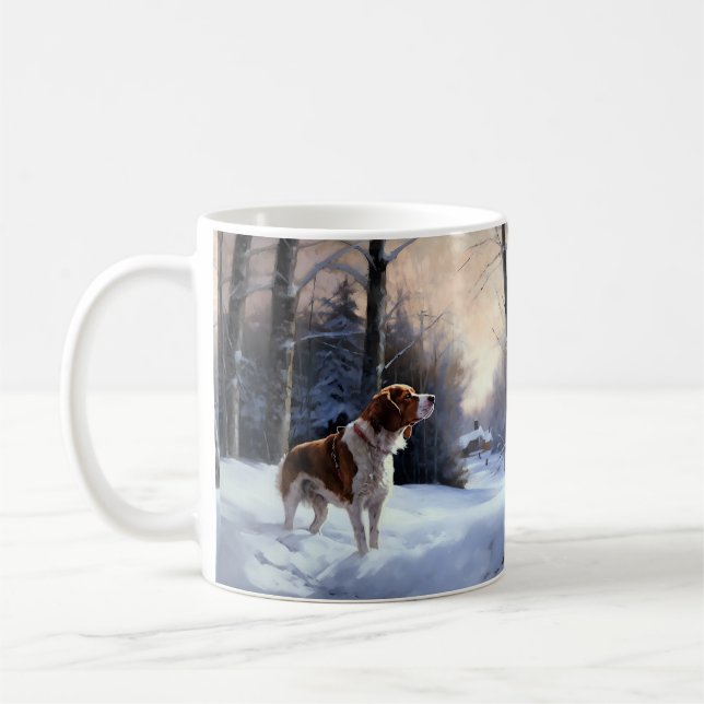 Taza De Café Brittany Spaniel Let It Snow Navidades (Izquierda)