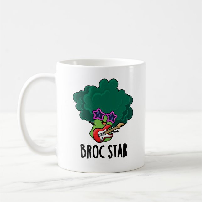 Taza De Café Broc Star Funny Brocolli Rock Star Pun (Izquierda)