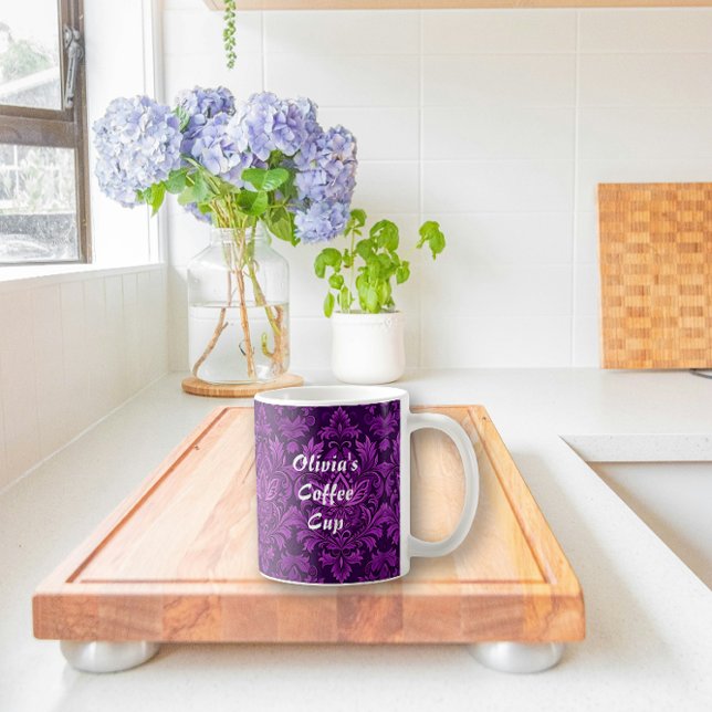 Taza De Café Brocade Púrpura Oscuro (Multi Pattern) (Subido por el creador)