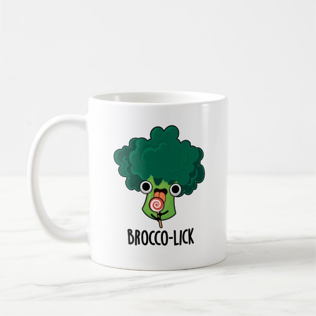 Taza De Café Brocco lick Funny Veggie Broccoli Pun (Izquierda)