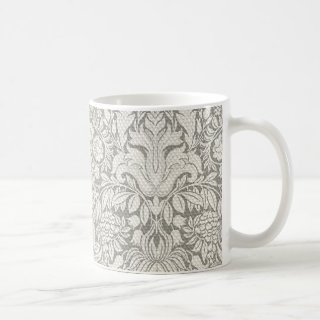 Taza De Café broche de encaje de damasco blanco elegante (Derecha)
