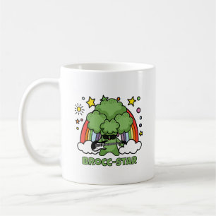 Taza De Café Brócoli tocando la guitarra, estrella de brócoli y