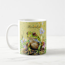 Taza De Café Broma divertida de acuarela de rana moderna
