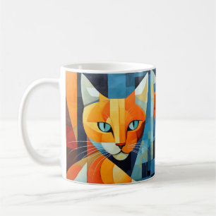 Taza De Café Bromistas abstractos: gato Naranja