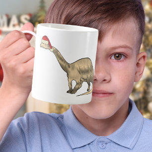 Taza De Café Brontosaurio festivo Cute Santa Elfo Navidad Dinos
