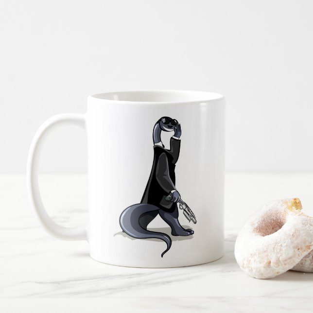 Taza De Café Brontosauro Vestido Como Personaje De Película. (Con donut)