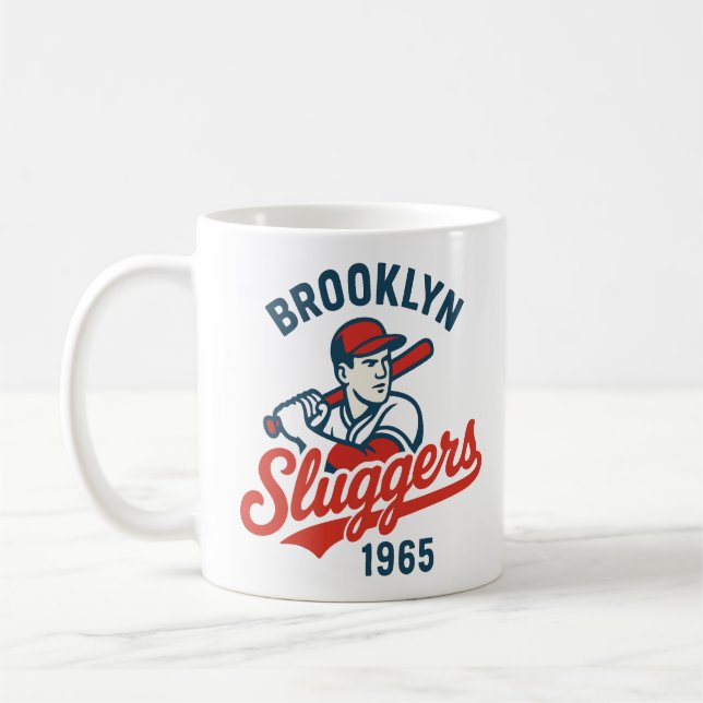 Taza De Café Brooklyn Sluggers 1965 - Vintage Baseball (Izquierda)