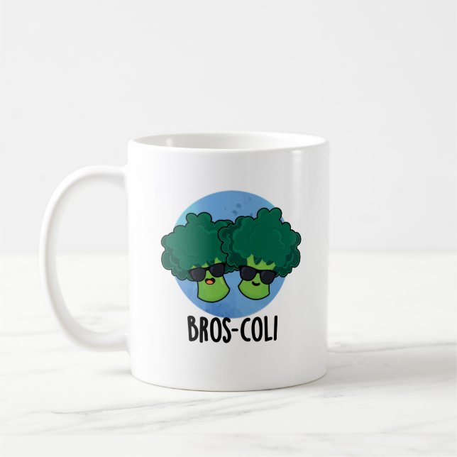 Taza De Café Bros-coli Funny Veggie Broccoli Pun (Izquierda)