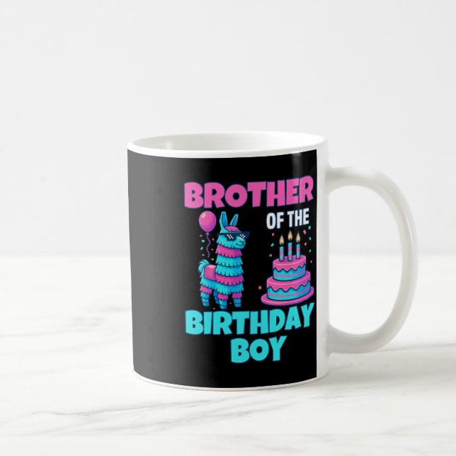Taza De Café Brother Birthday Boy Llama Pinata Party Family Mat (Derecha)