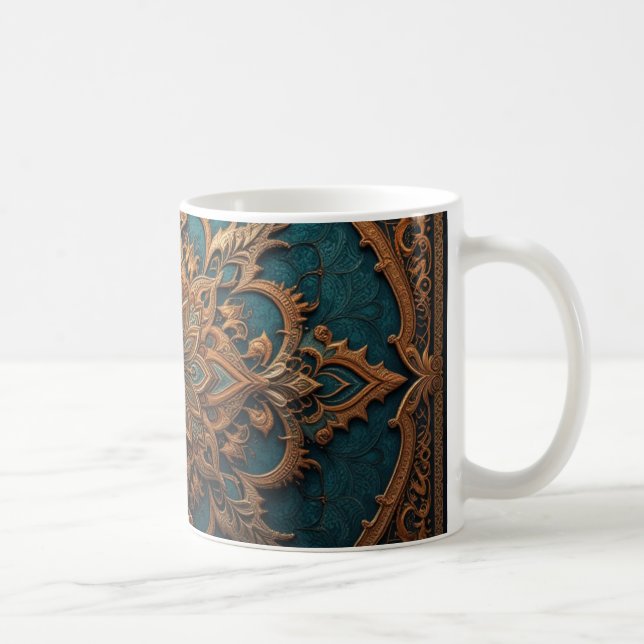 Taza De Café Brown-Aqua Elegance (Derecha)