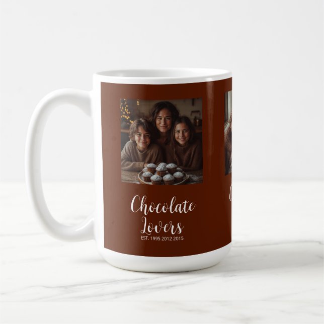Taza De Café Brown Chocolate Lovers Established 3 Photo Script (Izquierda)